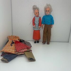 Mattel Vintage 1973 Sunshine Family Grandparents Grandma Grandpa Dolls